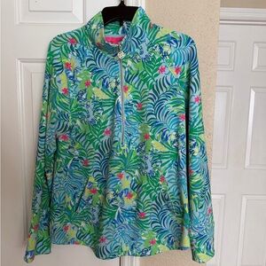 Vibrant Tropical Print Quarter-Zip Pullover